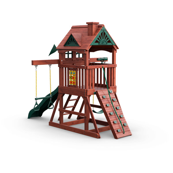 Gorilla Playsets Five Star II Space Saver Swing Set with Wood Roof